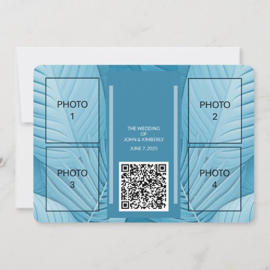 Tropische Blauwgroen bruiloft Bewaar de datum Foto Save The Date (Achterkant)