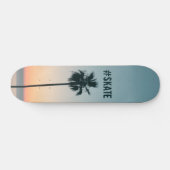 Tropische Blauwgroen en Oranje palmboom - zonsonde Skateboard (Horizontaal)