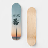 Tropische Blauwgroen en Oranje palmboom - zonsonde Skateboard (Voorkant)