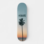 Tropische Blauwgroen en Oranje palmboom - zonsonde Skateboard (Voorkant)
