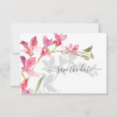 Tropische bleekroze orchideeën met schaduwen save the date (Voorkant)