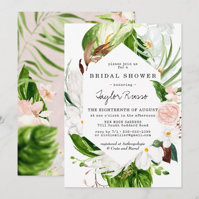 Tropische blinde braal bridal Shower Invitation (Voorkant / Achterkant)