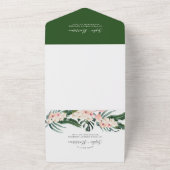 Tropische blindroze orchidee Waterverf bruiloft All In One Uitnodiging (Buitenkant)