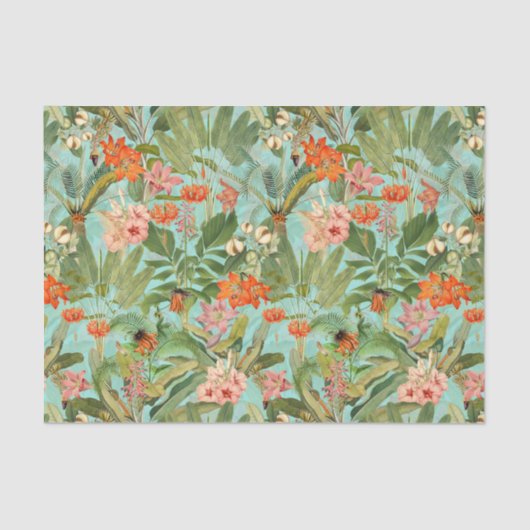 Tropische bloem en palm regenwoud weefsel papier (Voorkant)