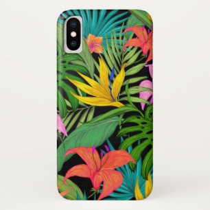 Tropische bloem en palmblad Hawaiian kleurrijk iPhone X Hoesje