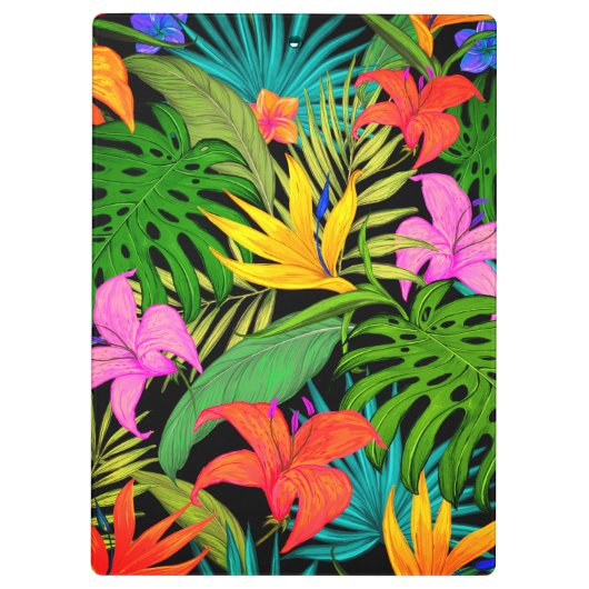 Tropische bloem en palmblad Hawaiian kleurrijk Klembord (Achterkant)