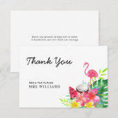 Tropische Bloem Flamingo Palmbladeren Bedankt (Voorkant / Achterkant)