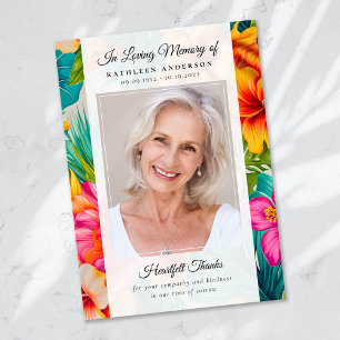 Tropische bloem foto Keepsake begrafenismonument Bedankkaart