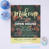 Tropische bloem goud script salon open huis flyer (Enkel)