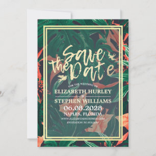 Tropische Bloem & Gouden Lijst Trouw Save The Date
