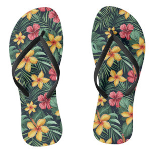 Tropische Bloem Hibiscus Naadloos Patroon Teenslippers