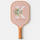 Tropische bloem monogram pickleball paddle (Voorkant)