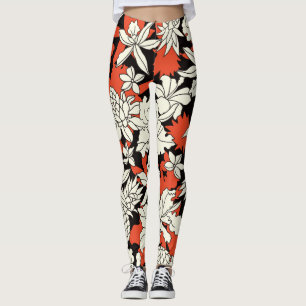Tropische Bloem Naadloos Exotisch Patroon Leggings