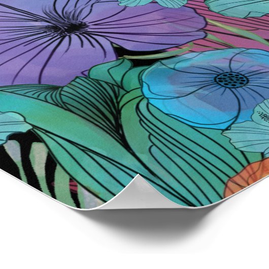 Tropische bloem paarse hibiscus Paradise tuin Poster (Hoek)