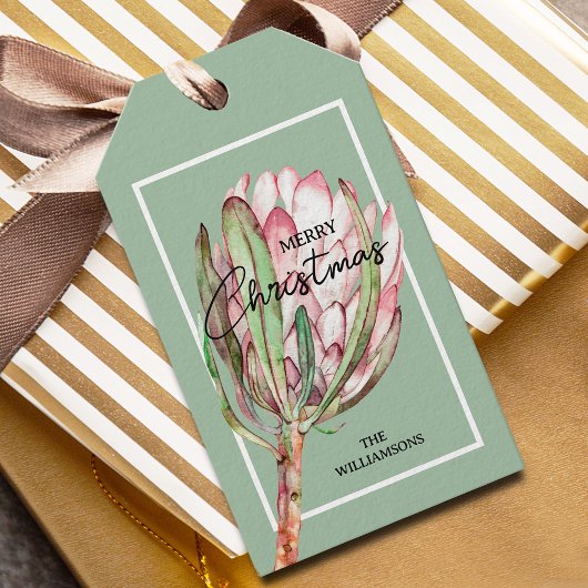 Tropische Bloem Prettig Kerstfeest  Cadeaulabel