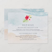 Tropische Bloem Strand Bruiloft Details Informatiekaartje (Voorkant / Achterkant)
