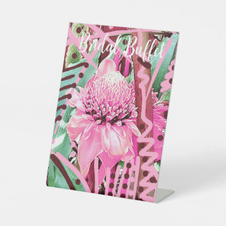 Tropische Bloem van het Leven Bruids Buffet Reclamebord Met Voetstuk