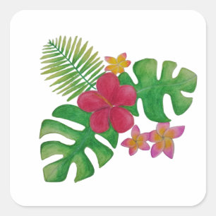 Tropische bloem vierkante sticker