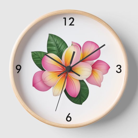 Tropische Bloem Wandklok (Voorkant)
