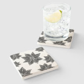 Tropische Bloem Zwart-wit Stenen Onderzetter (Zijkant)