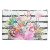 tropische bloembladeren en flamingos strepen kussensloop (Achterkant)