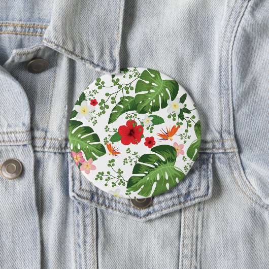 Tropische bloemen achtergrond 2 ronde button 4,0 cm (In situ)