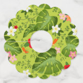 Tropische bloemen achtergrond 5 wijnglaslabel (Achterkant)