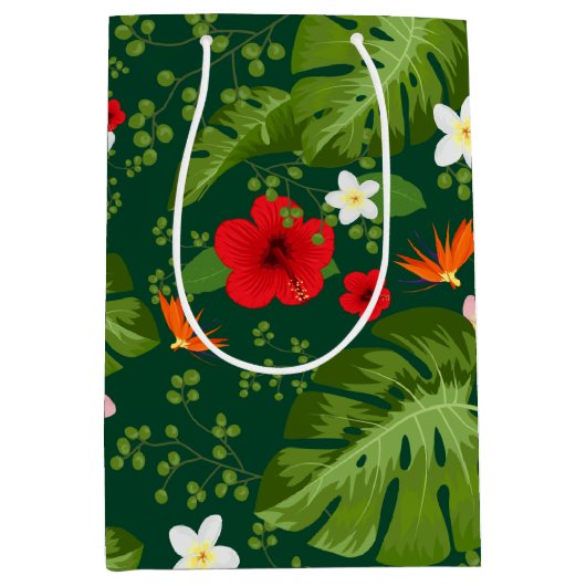 Tropische bloemen achtergrond 8 medium cadeauzakje (Voorkant)