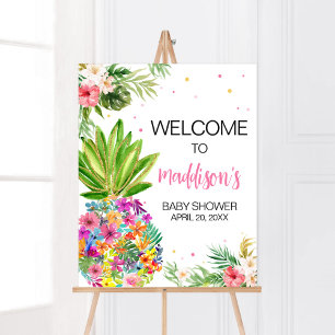 Tropische Bloemen Ananas Welkom Poster