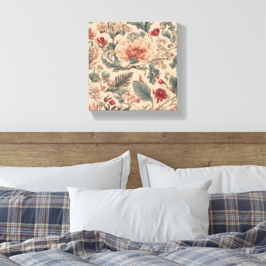 Tropische Bloemen Antiek Canvas Afdruk (Insitu (Slaapkamer))