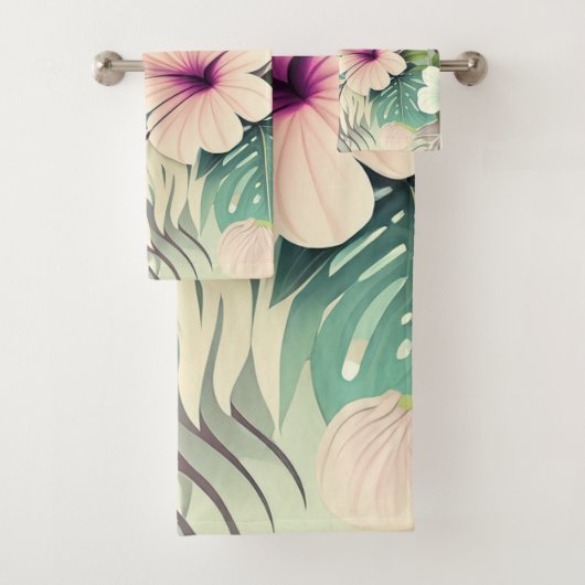  tropische bloemen & bladeren bad handdoek (Insitu)