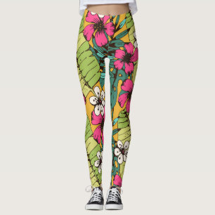 Tropische Bloemen: Botanische Zomer Behang Leggings