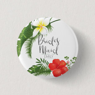 Tropische Bloemen Bruidsmeisjes ID475 Ronde Button 3,2 Cm