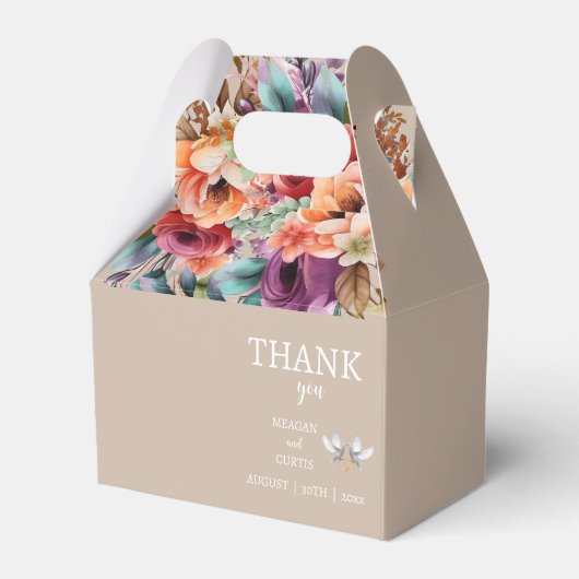 Tropische Bloemen Bruiloft Favor Box Bedankdoosjes (Voorkant Zijde)