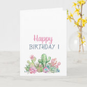 Tropische Bloemen Cactus Verjaardag Kaart (Gele Bloem)