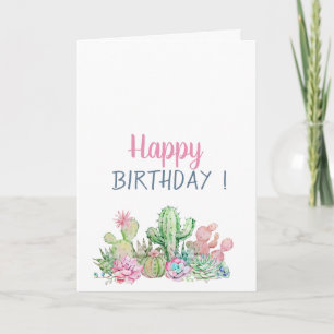 Tropische Bloemen Cactus Verjaardag Kaart