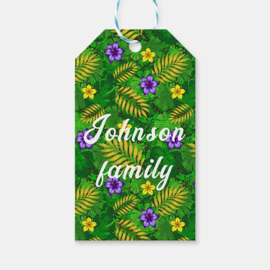 tropische bloemen cadeaulabel (Voorkant)