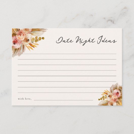 Tropische Bloemen Datum Nacht Ideeën Informatiekaartje (Voorkant)