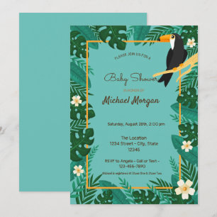 Tropische bloemen, dieren baby shower kaart