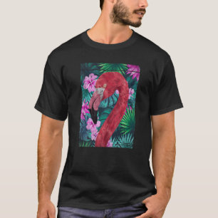 Tropische bloemen Dierexotische vogelgriep Roze fl T-shirt