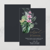 Tropische bloemen donker repetitie diner kaart (Voorkant / Achterkant)