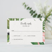 Tropische bloemen eenvoudige bruiloft RSVP (Staand voorkant)