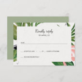 Tropische bloemen eenvoudige bruiloft RSVP (Voorkant / Achterkant)