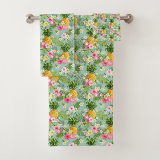 Tropische bloemen en ananassen bad handdoek (Insitu)