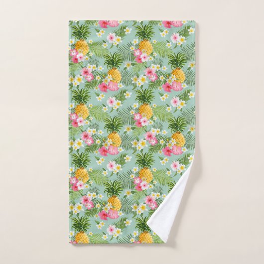 Tropische bloemen en ananassen bad handdoek (Handdoek)