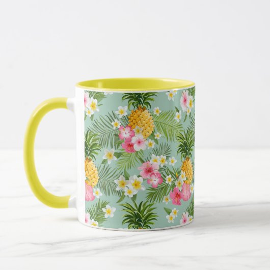 Tropische bloemen en ananassen mok (Links)