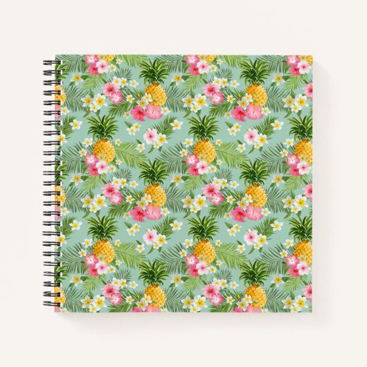 Tropische bloemen en ananassen notitieboek (Voorkant)