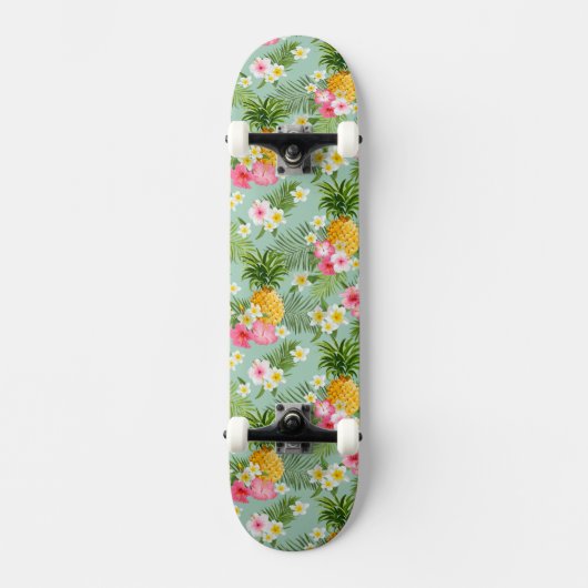 Tropische bloemen en ananassen skateboard (Voorkant)