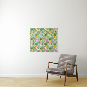 Tropische bloemen en ananassen wandkleed
