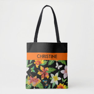 Tropische bloemen en buiken patroon draagtas